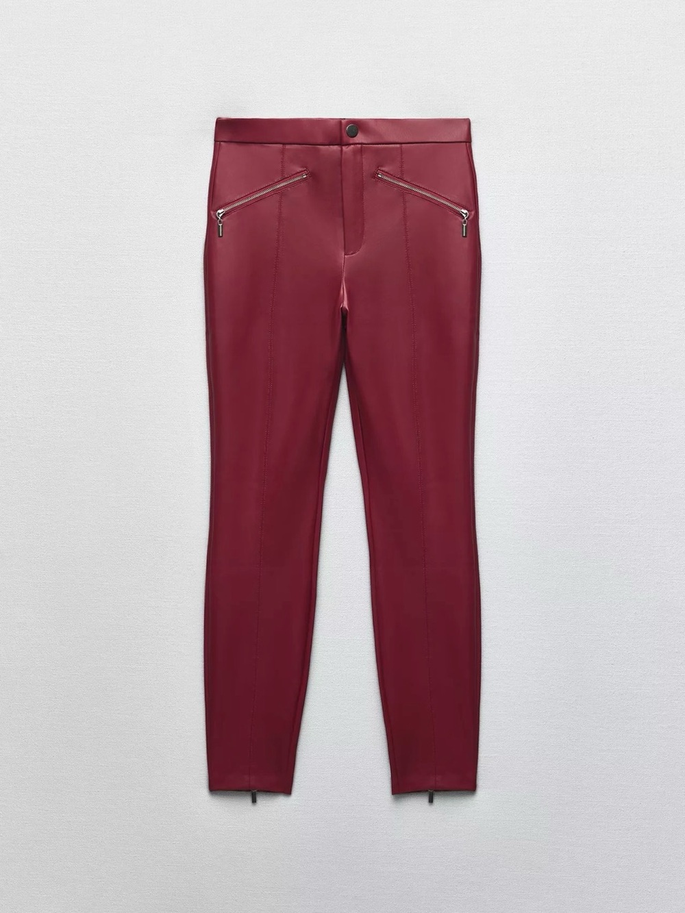 Zara ZIPPERED FAUX LEATHER LEGGINGS